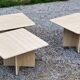 Set of 3 travertine trundle coffee tables from the 70s