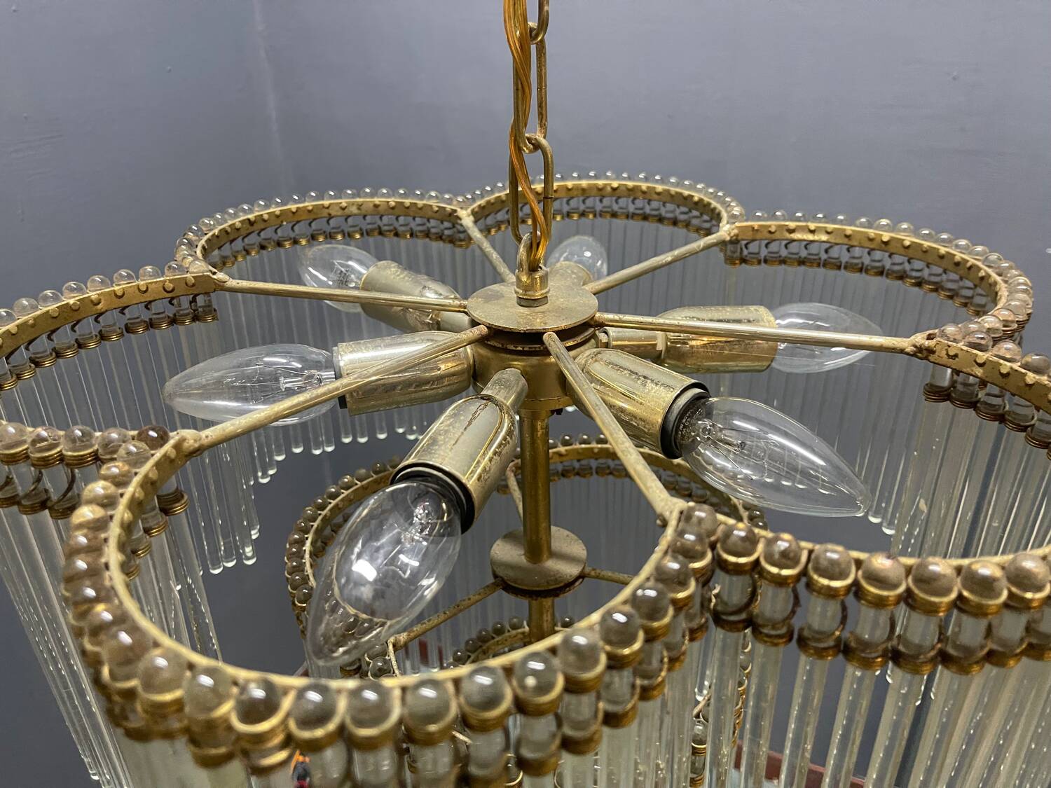 Murano Glass Rod Chandelier 1960’s 