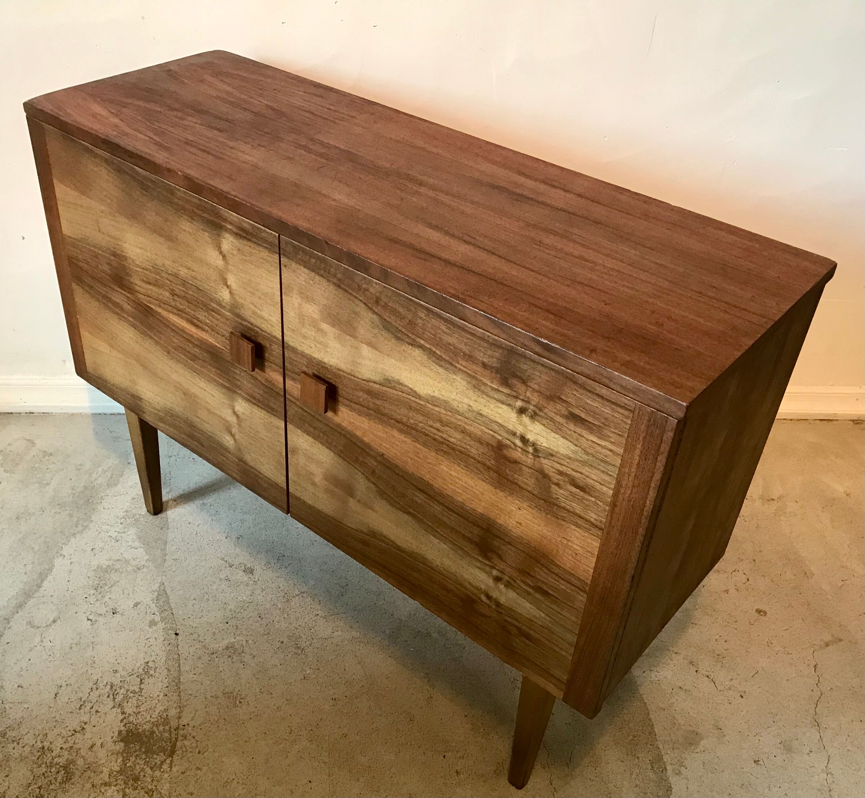 Mid-century vintage mid-century blond walnut storage cabinet