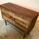 Mid-century vintage mid-century blond walnut storage cabinet