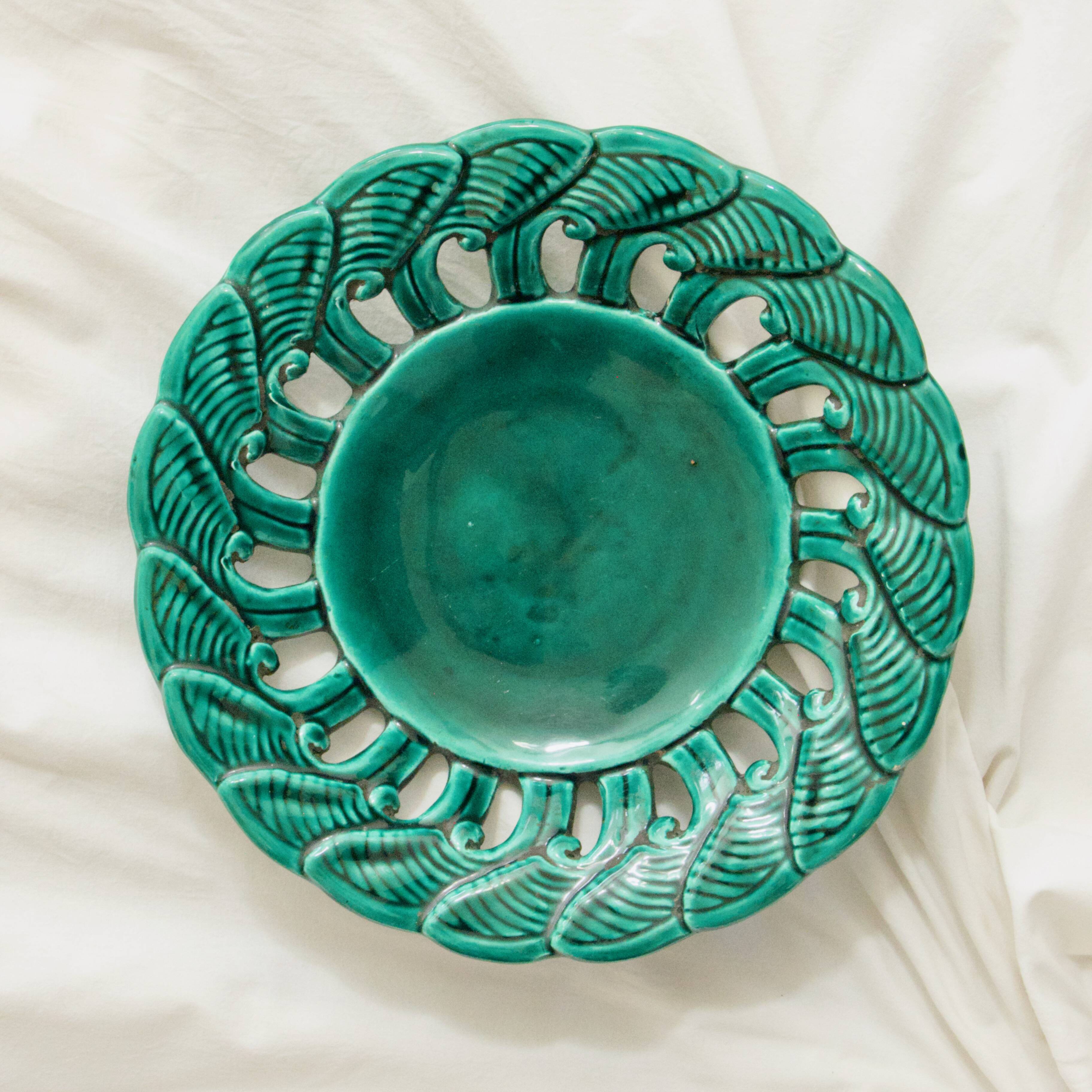 Coupe en barbotine forêt Art Deco début 1900