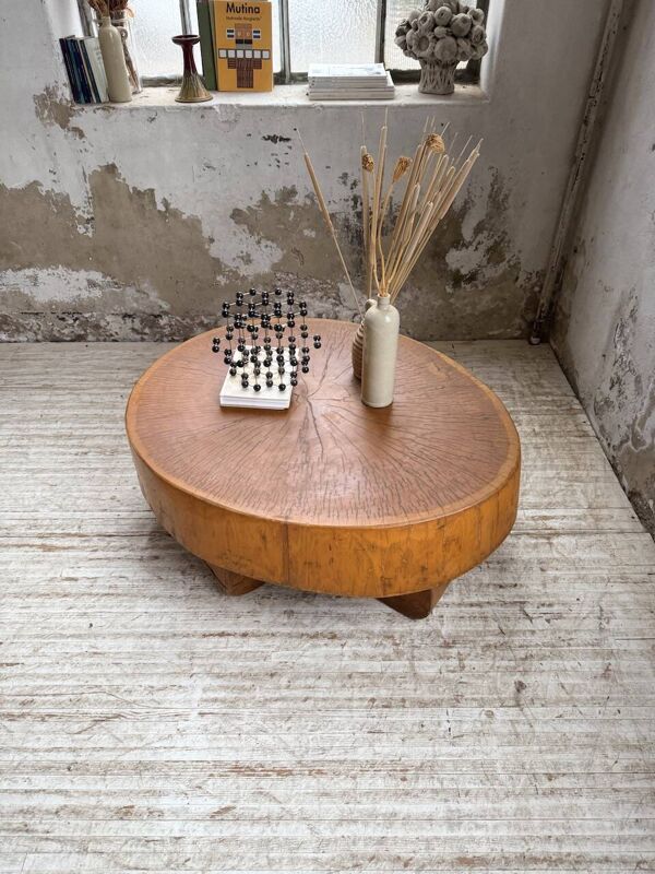 Table basse brutaliste « rondin » XL