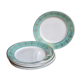Six plates of vintage Badonviller earthenware with gold frieze