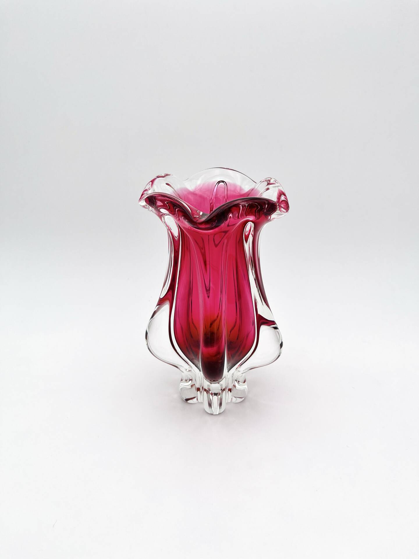 Organic Art Vase Josef Hospodka - Sommerso Ruby/Mandarin