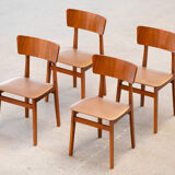 Series of 4 scandinavian chairs with curved back 1960