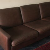Mid-century danish 3seater sofa in dark brown leather