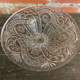 Vintage Cut Glass Fruit Bowl with Chiseled Decoration #D660