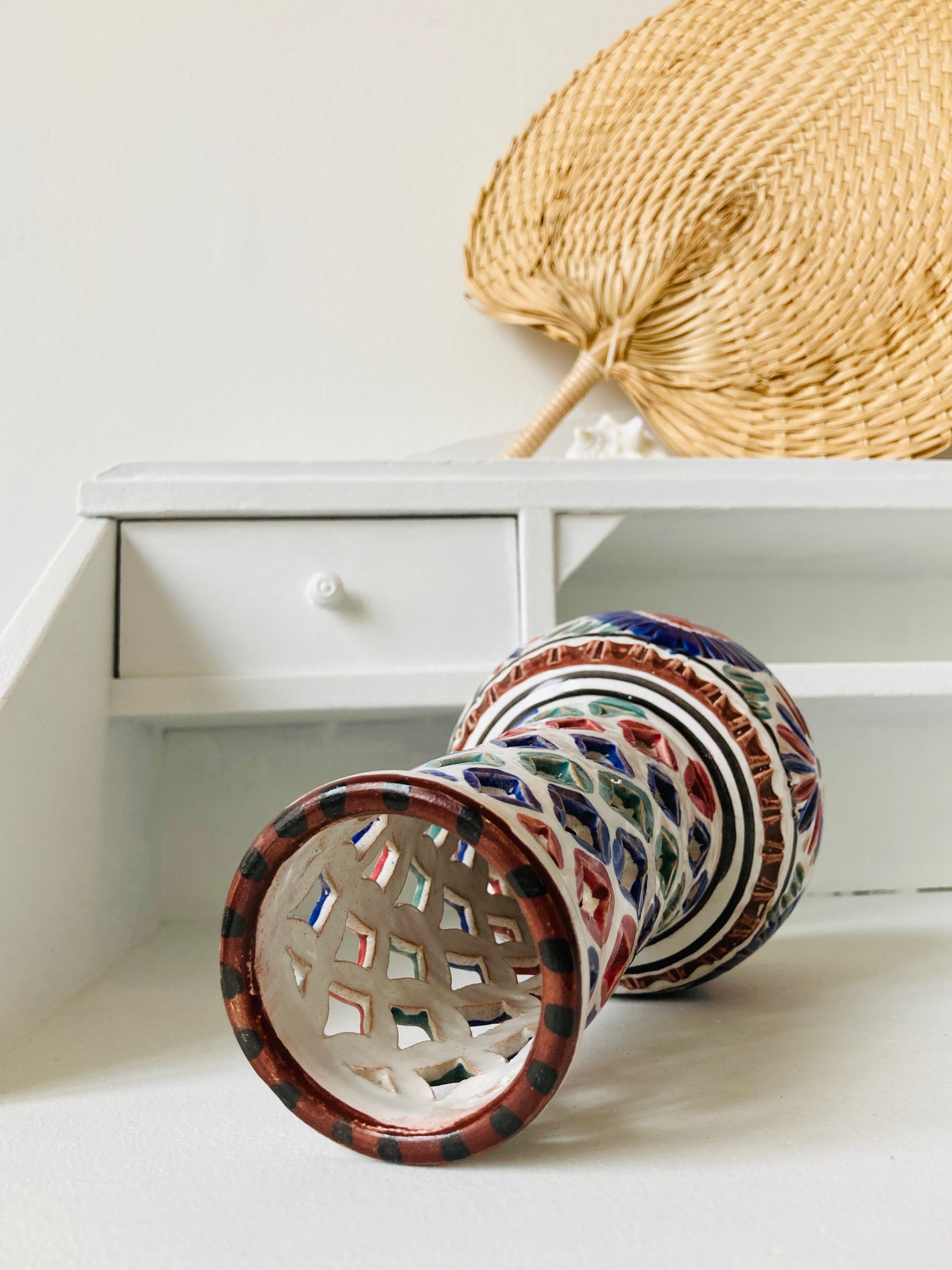 Enamelled terracotta vase