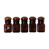 5 flacons en verre ambré 16 cm