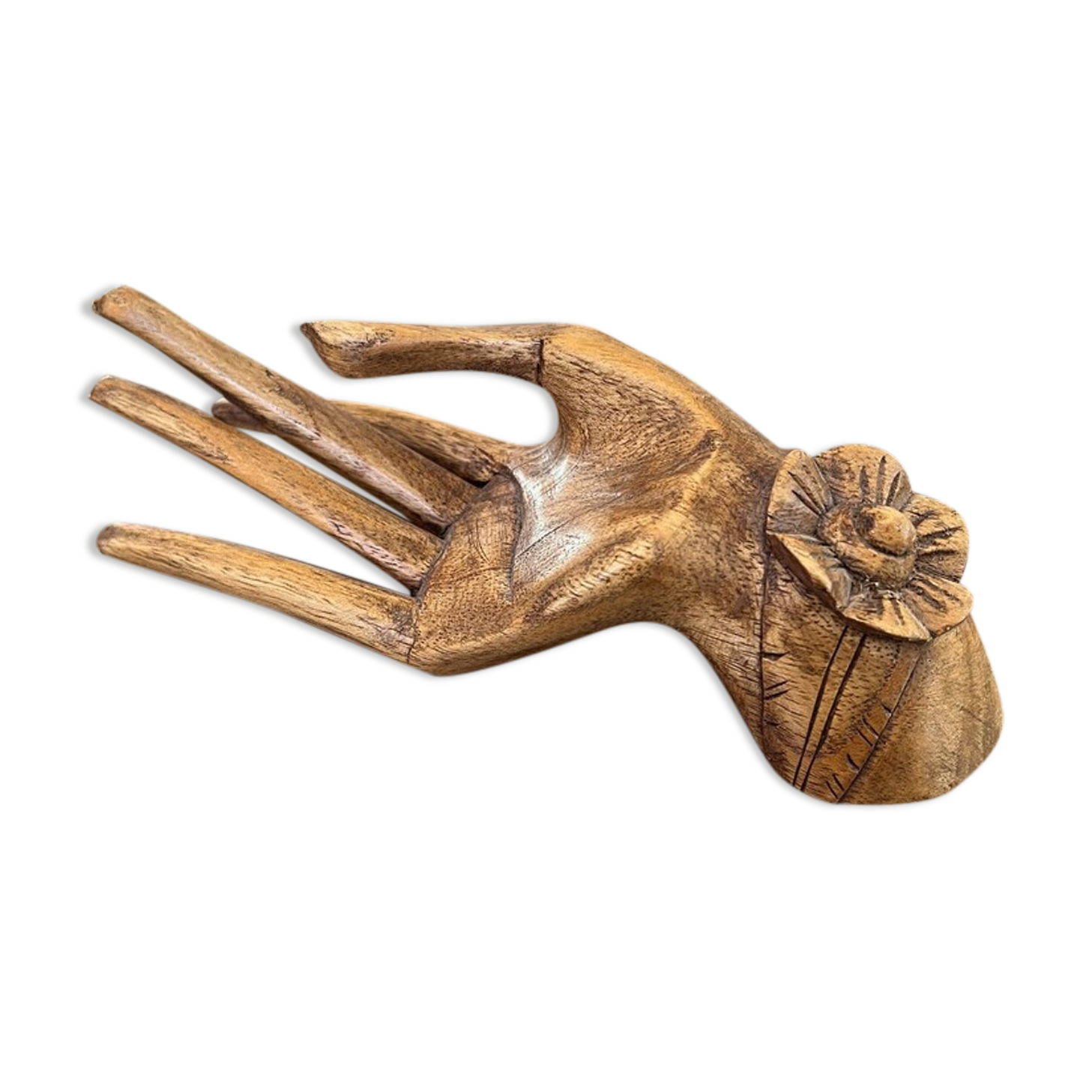 Empty wooden fig hand pocket decoration hand 1970