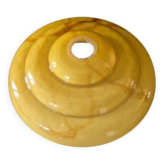 Marbled yellow opaline lampshade with a cloudy effect Vintage Art Deco A609
