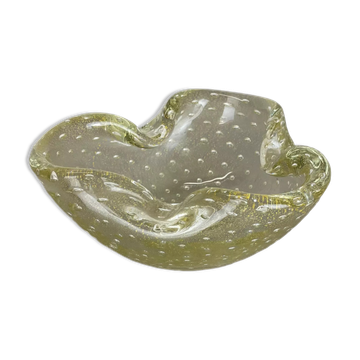 Murano Glass "Gold Dust Bubble" Bowl Element Shell Ashtray Murano, Italy, 1970s