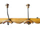 Wall coat rack in wood and old metal
