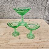 Coupelles en verre vert