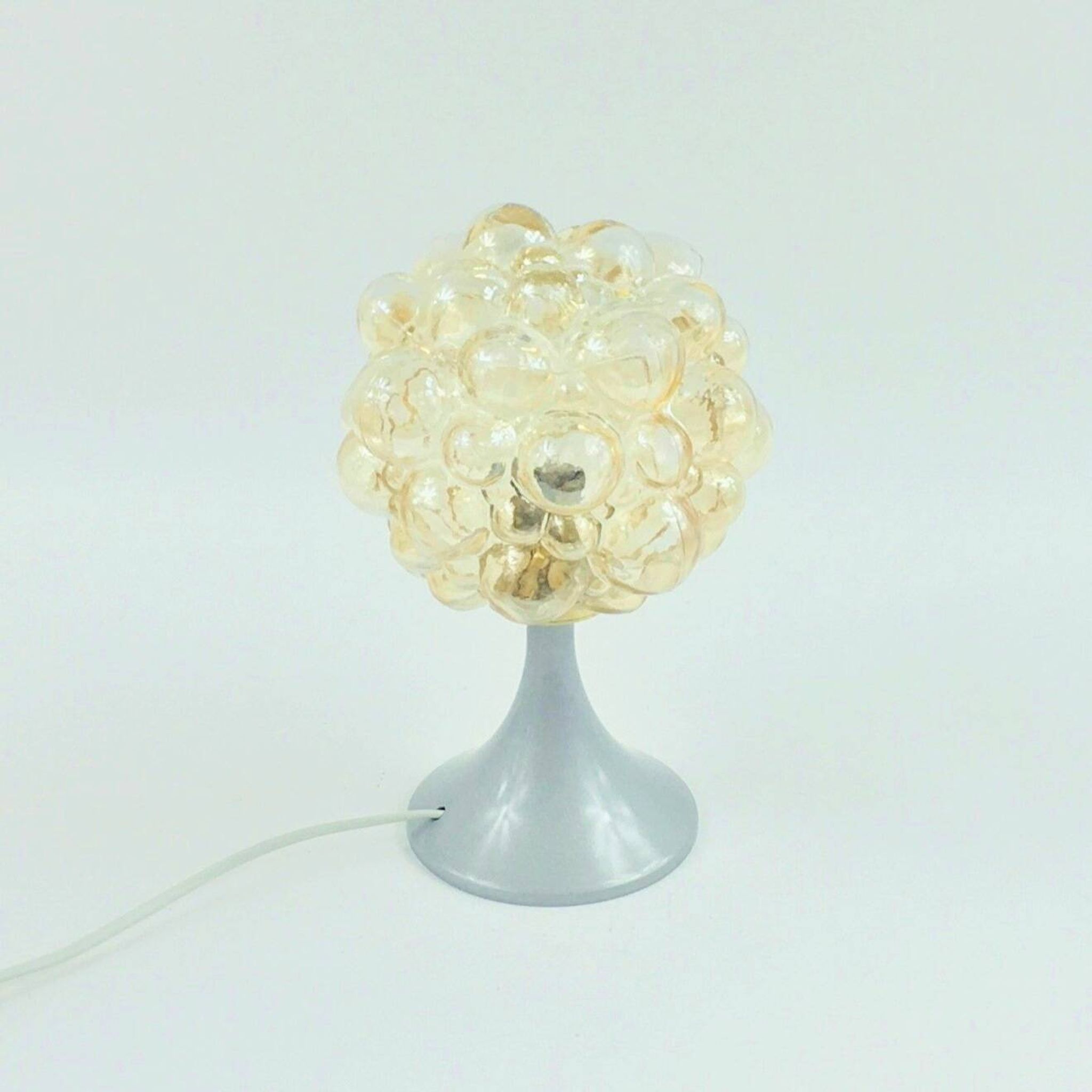 Pair of Mid-Century Amber Bubble Glass Table Lamps by H.Tynell, 1960s