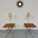 Side table / bedside table with designer lighting, Ligne Roset metal and wood