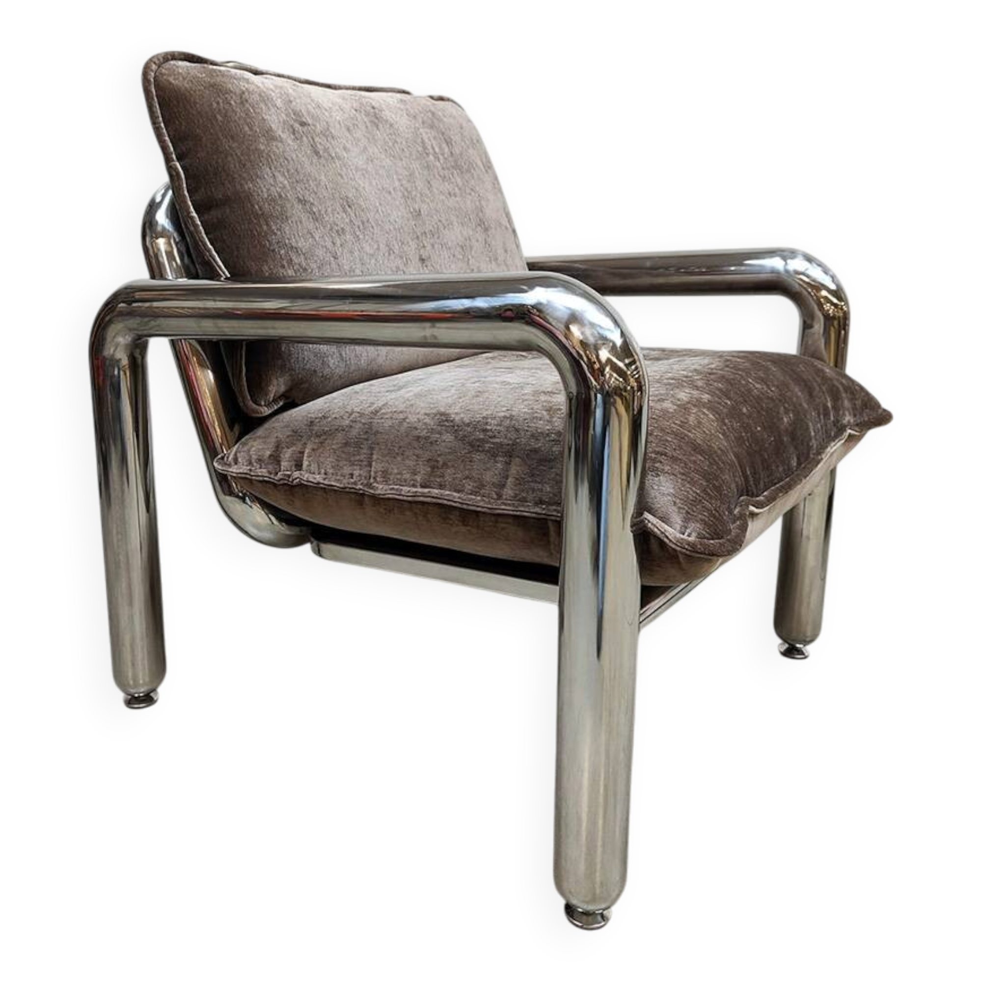 HKliving chrome armchair lounge chair 'velvet brown'