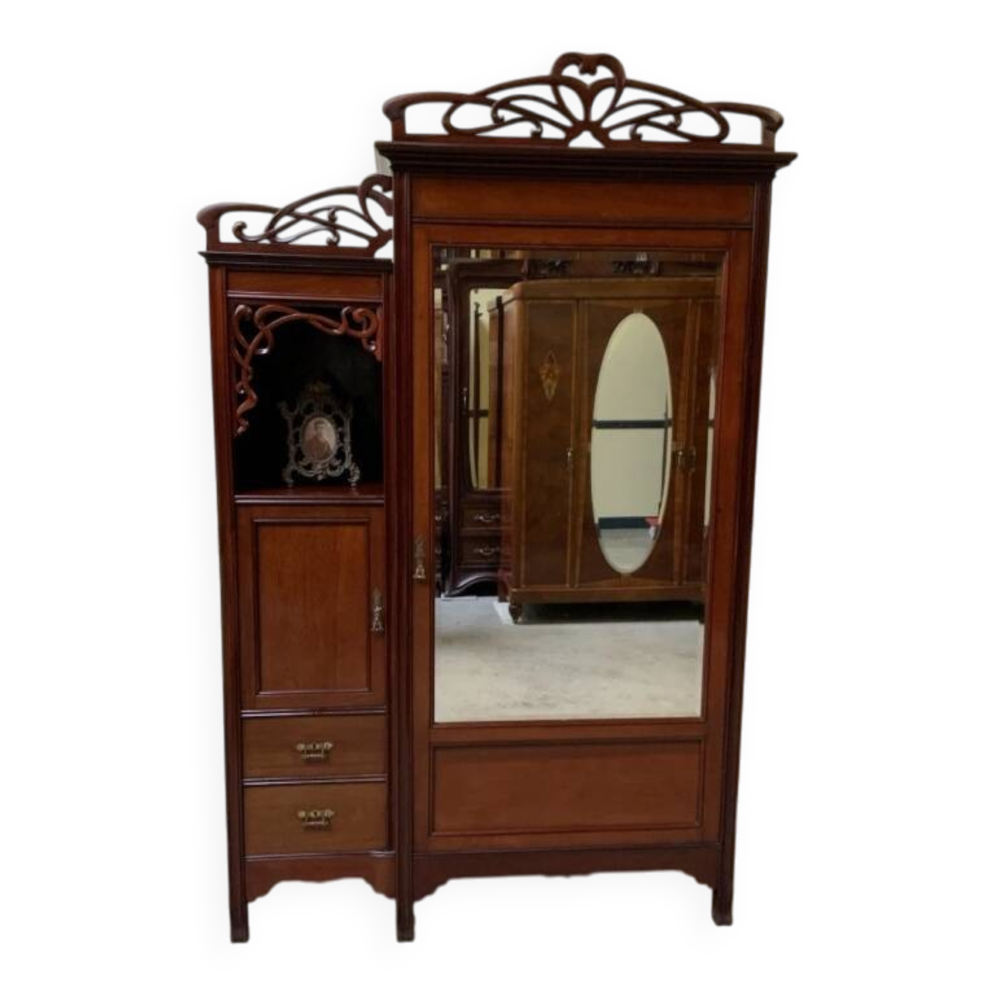Antique Art Nouveau wardrobe, linen cupboard