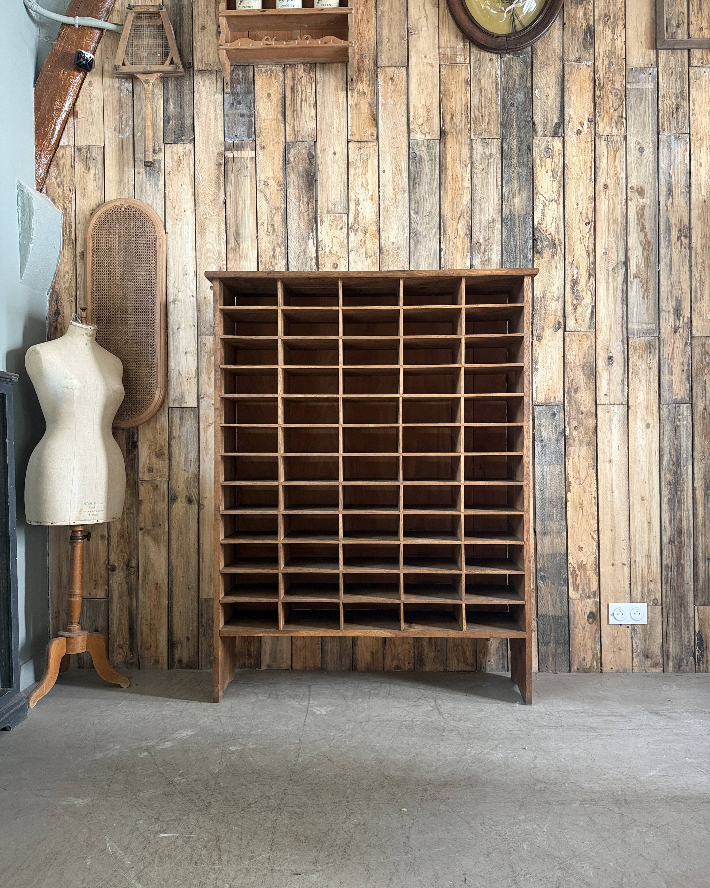 Large workshop sorting cabinet made of solid oak