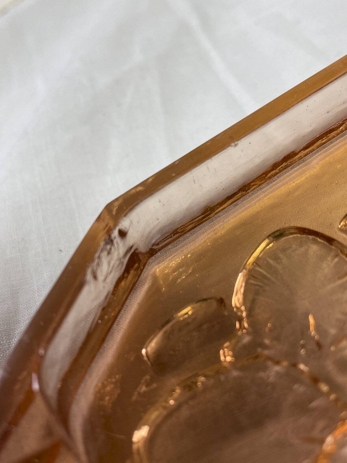 Cendrier verre rosé octogonal esprit art déco