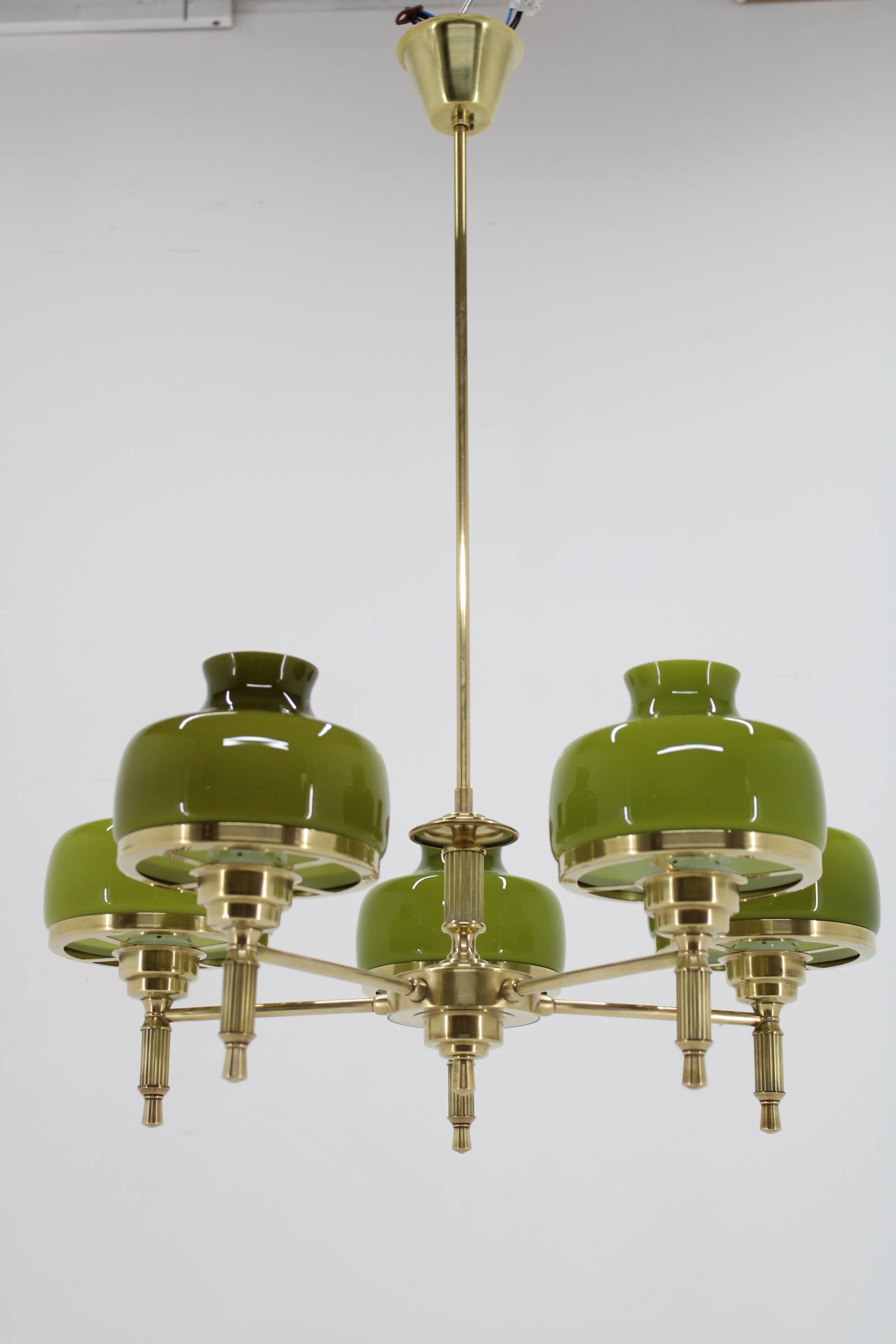 Lustre en verre et laiton des années 1980, Danemark