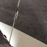 Mid-Century silver dressing table in glass and paint, central oval mirror, 1950s.