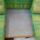 Green three seat sofa Teak frame