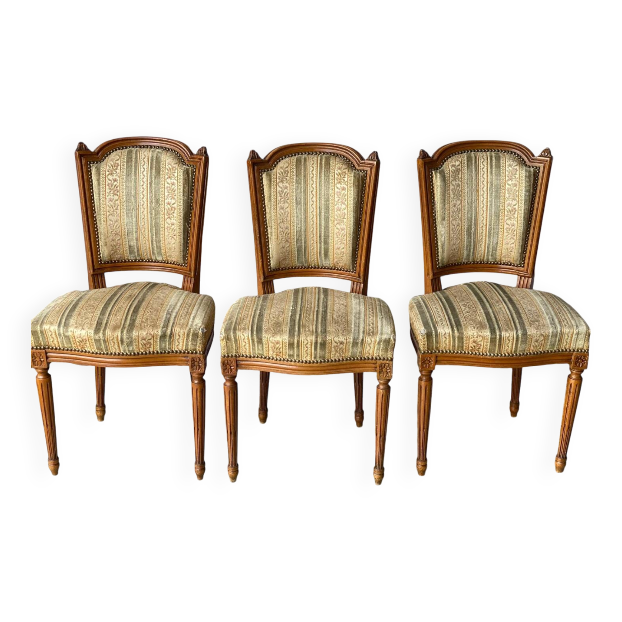 3 vintage Louis XVI style upholstered chairs