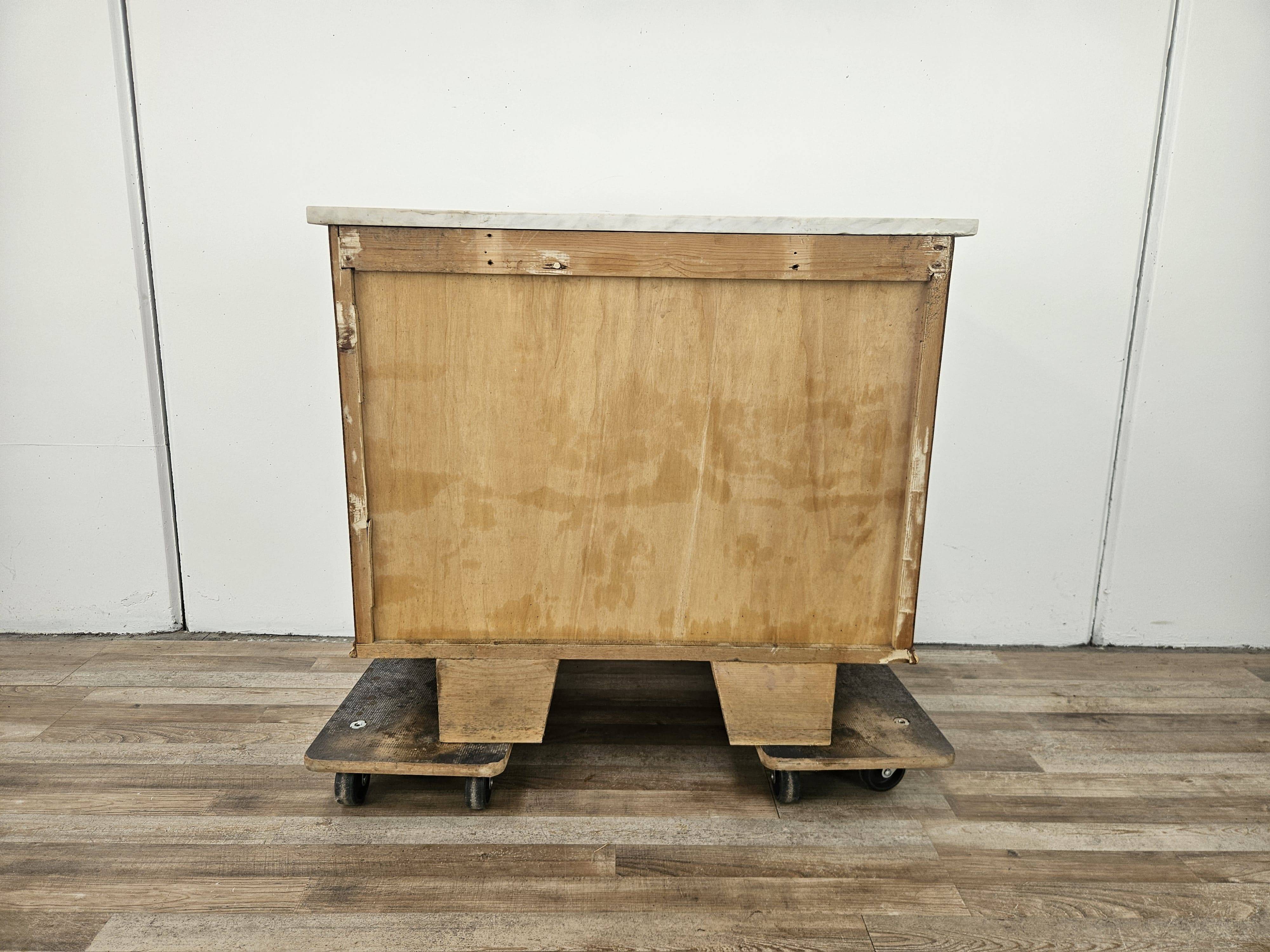 Mahogany burl dressing table with white marble top