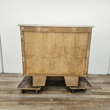 Mahogany burl dressing table with white marble top