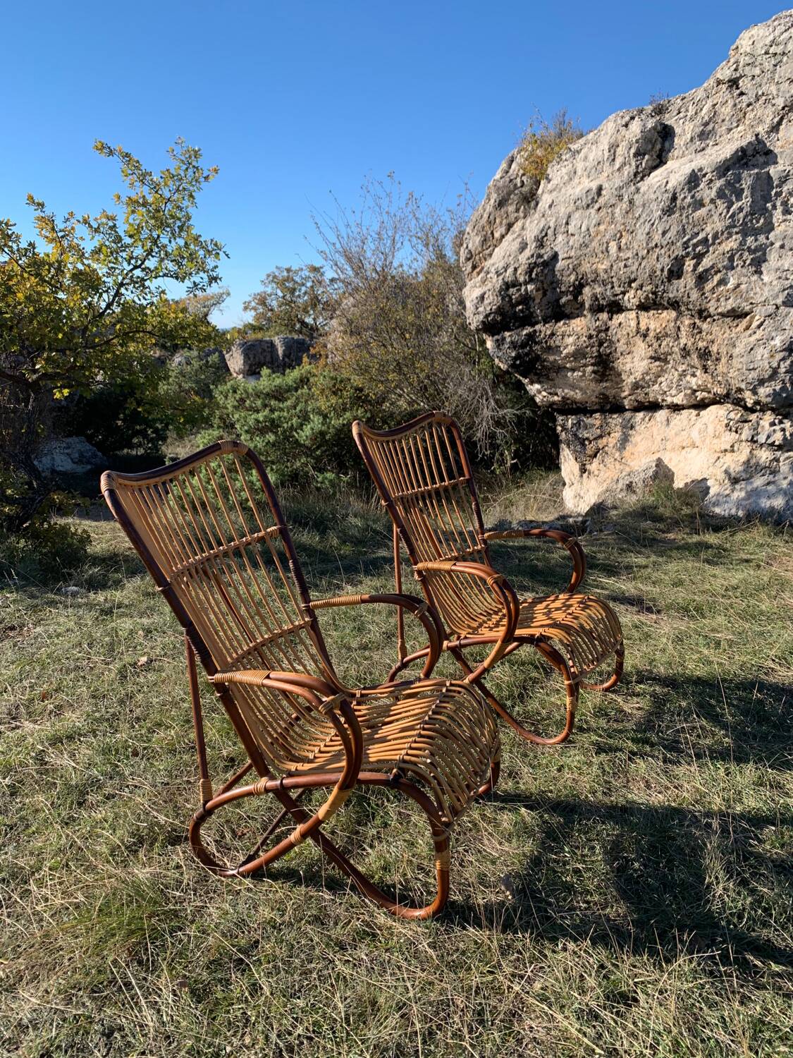 Rattan armchairs