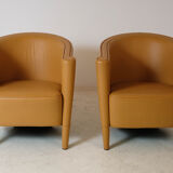 Pair of "Rich" leather armchairs by Antonio Citterio, Moroso edition, 1989
