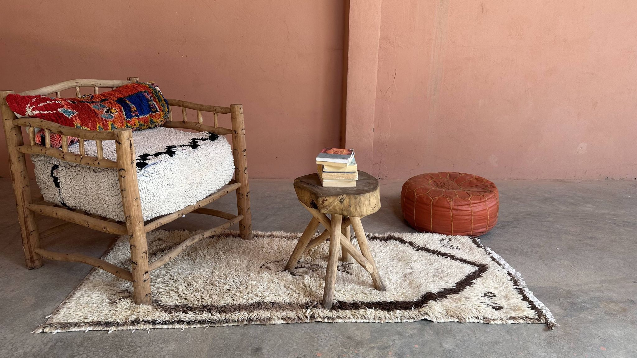 Azilal beige Berber rug - 191 x 79 cm
