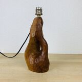 Brutalist gouged wood lamp