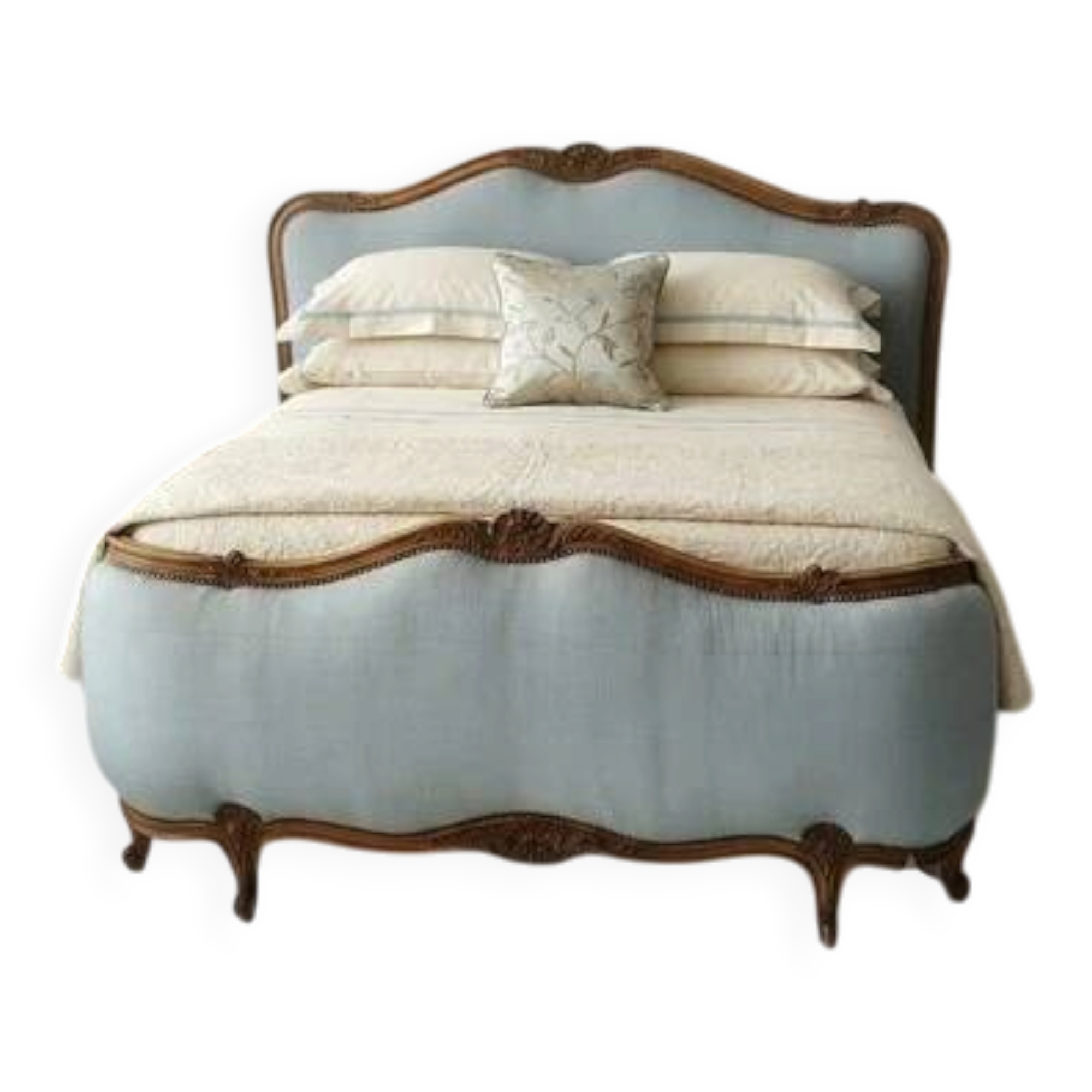 Antique French Louis XV Bed Demi Corbeille Double