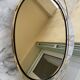 Vintage oval mirror plateau in gilded brass & black scoubidou — 1970s