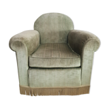 Fringed velvet armchair