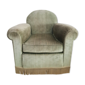 Fringed velvet armchair