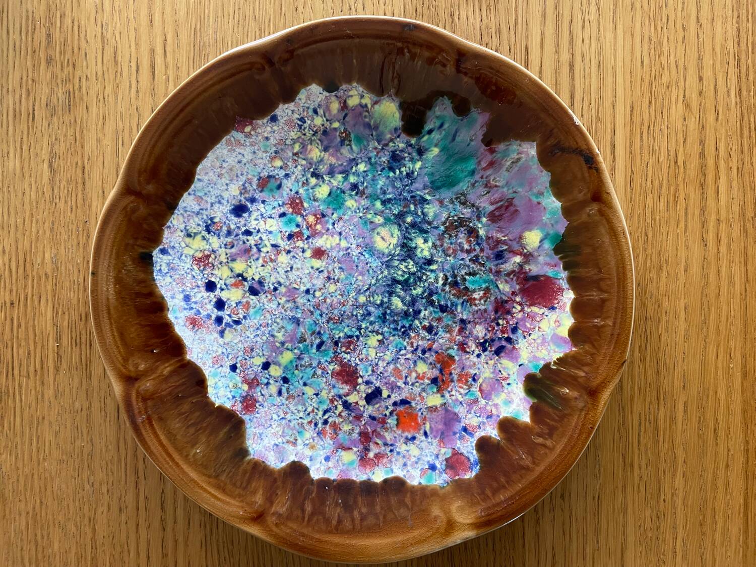 Set of 6 Morvan-signed glazed stoneware dinner plates – ceramics