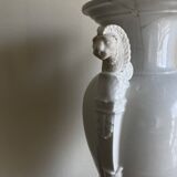 XXL white lion head neo-classical amphora vase from the Empire Consulate.