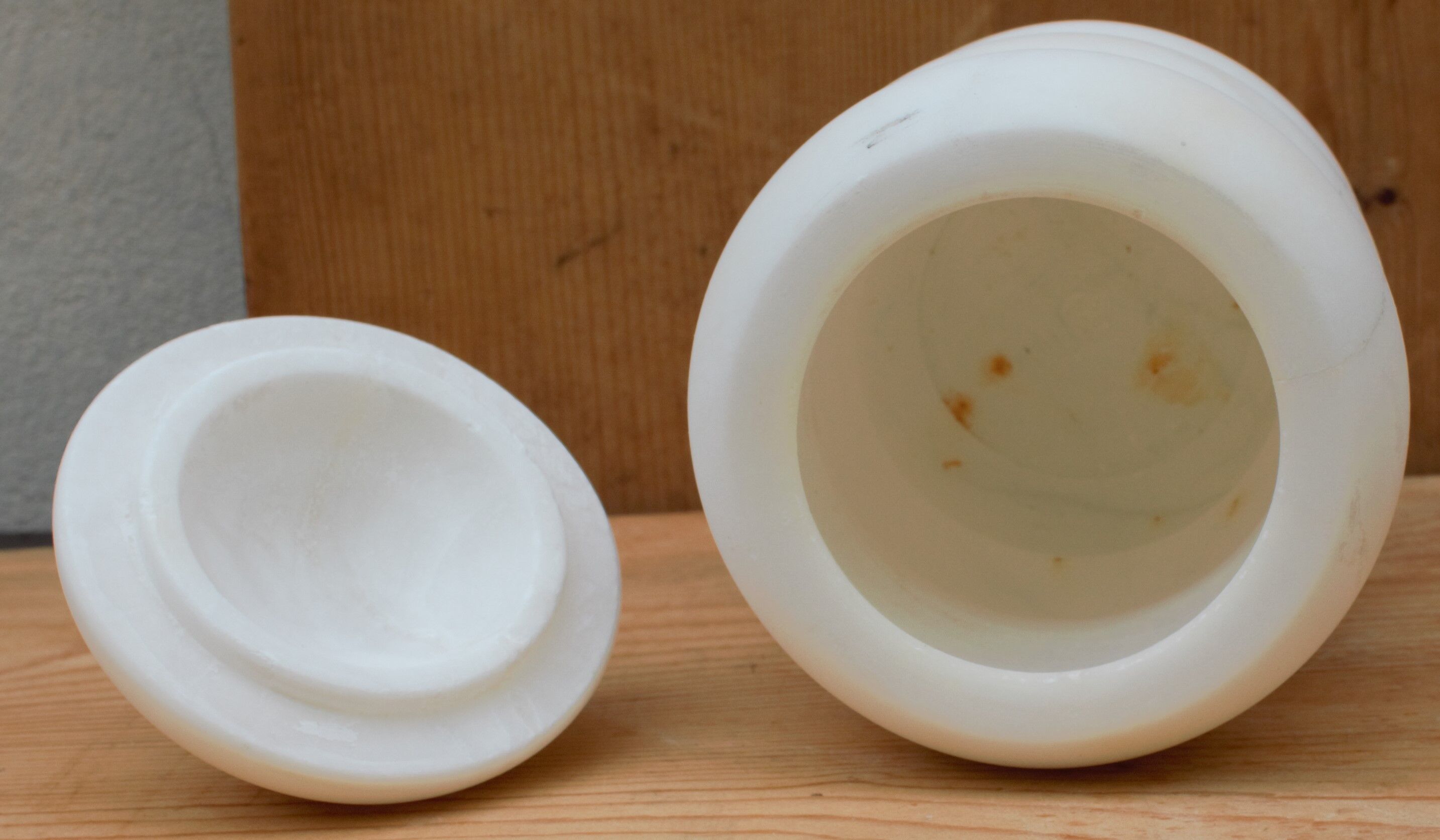 Old white marble pot