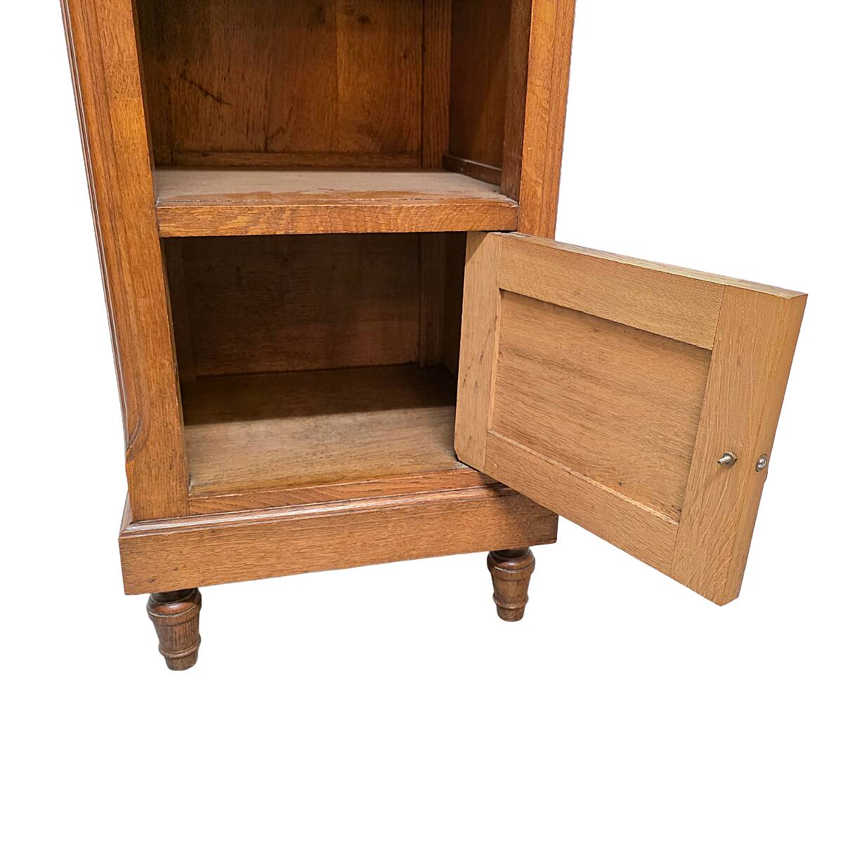 Table de chevet française en chêne, fin des années 1800