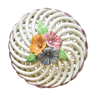 Round white ceramic braided box and flowers