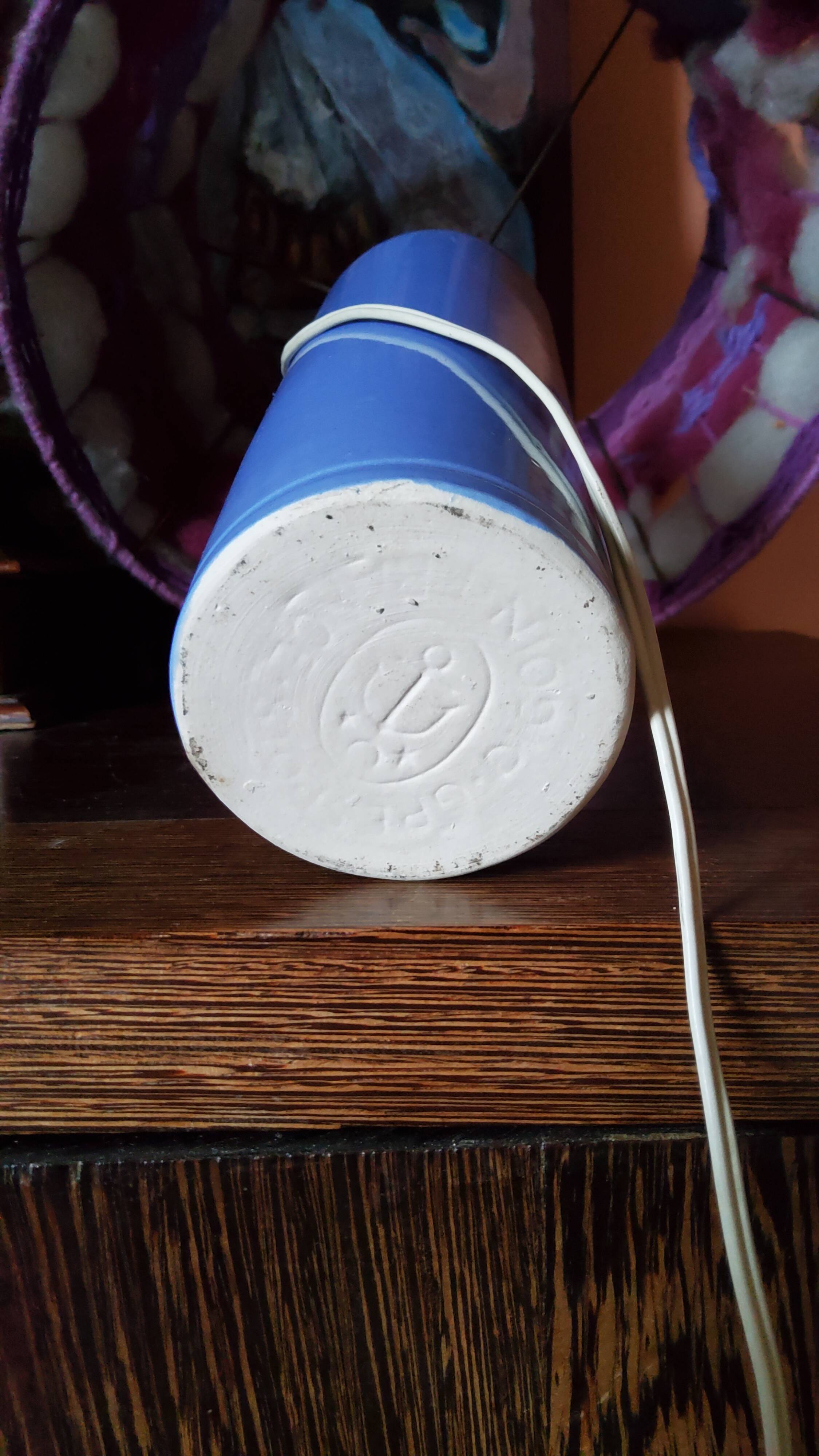 Digoin sandstone lamp from the 70s wool lampshade