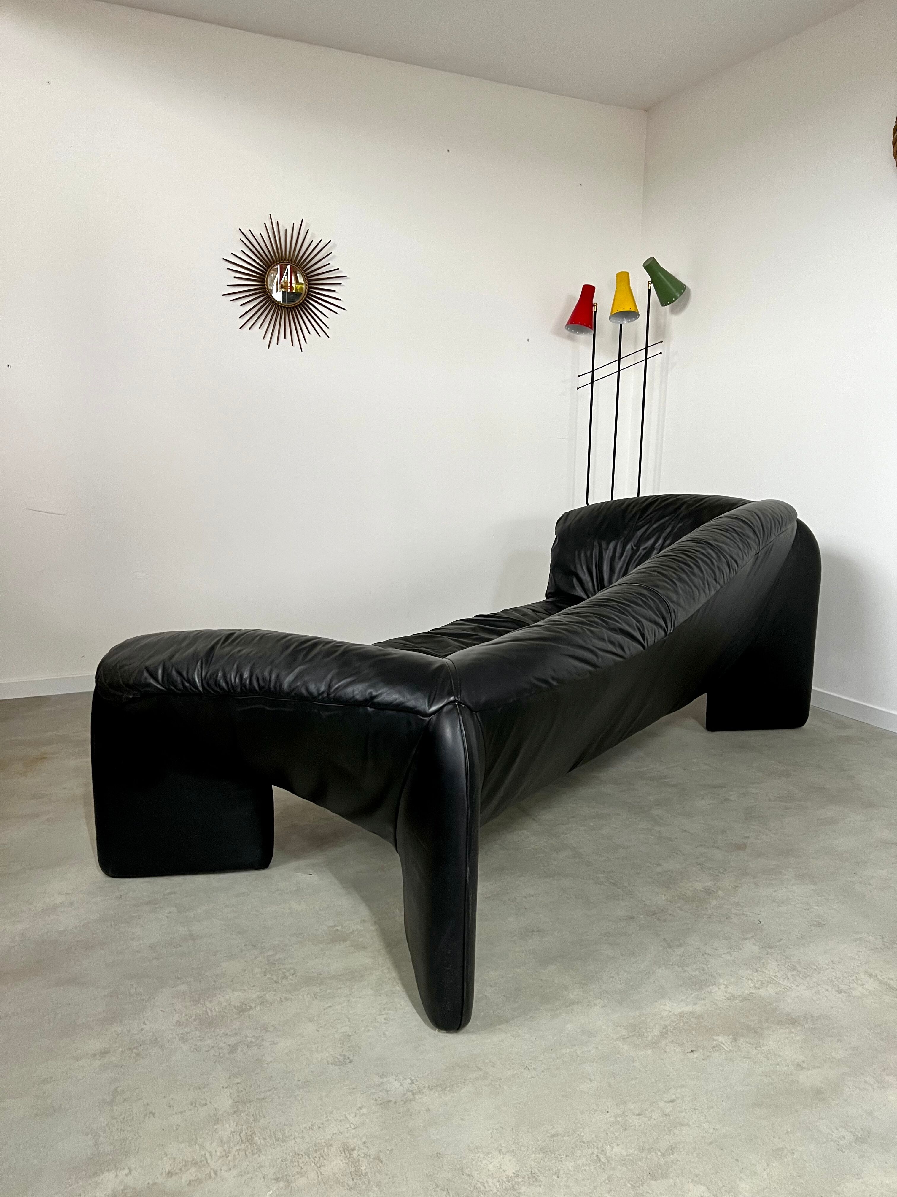 Old leather sofa design Strassle Collection of the 80
