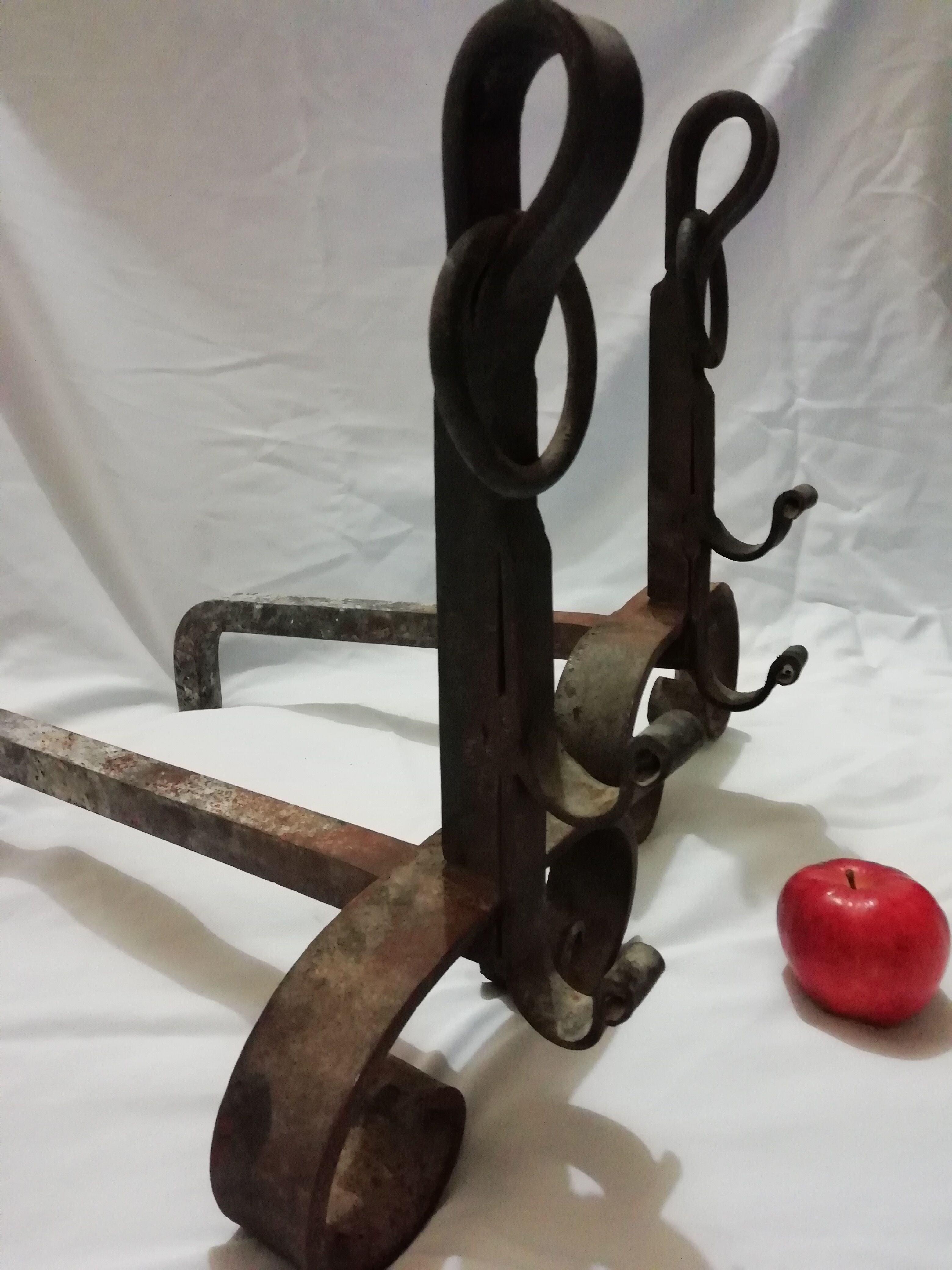 Pair of wrought iron castle channel  20th