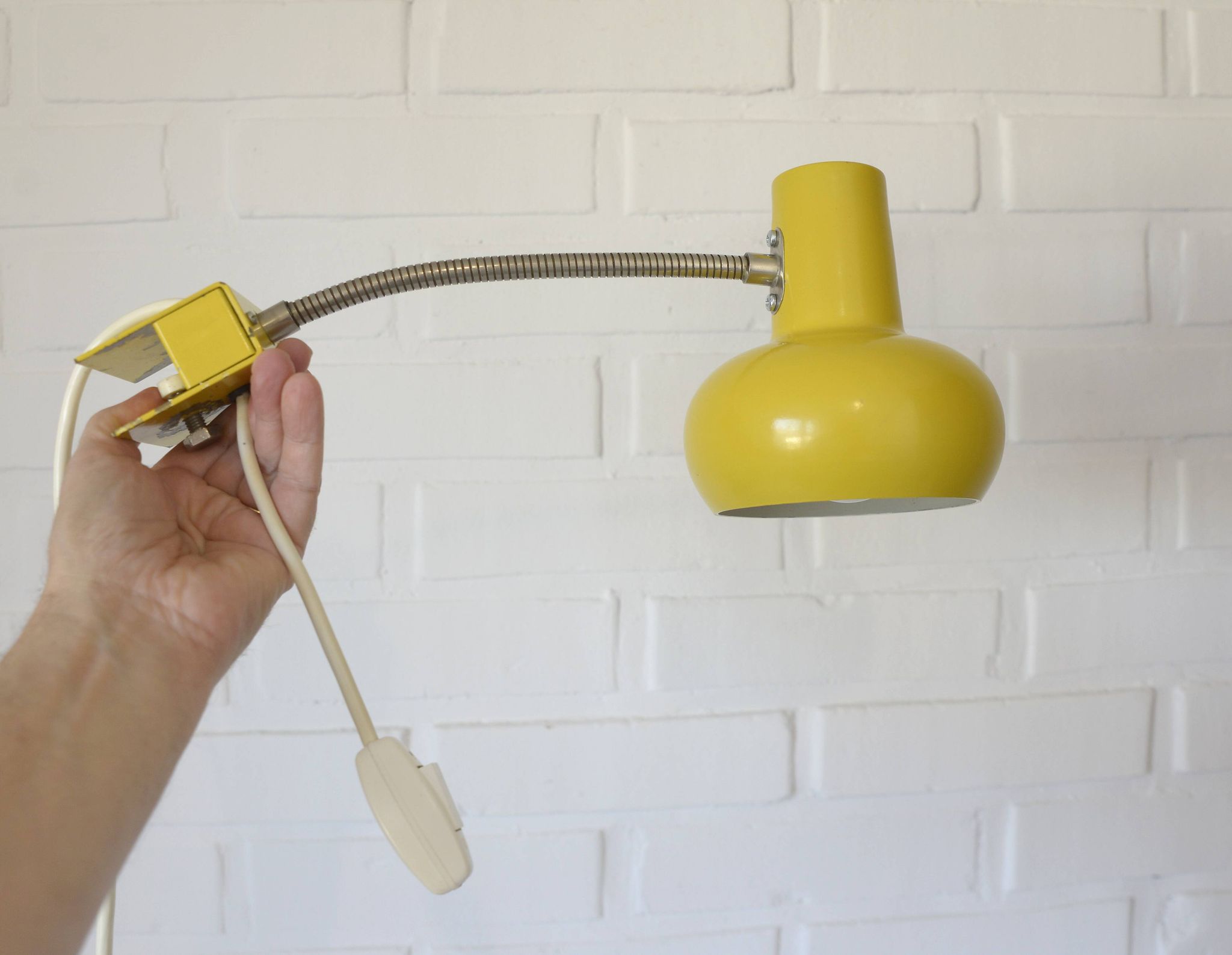 Lampe style Space Age / Lampe de bibliothèque jaune vintage / Style moderne du milieu du siècle