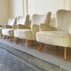 Ensemble de 4 fauteuils organic wingback chairs des années 50/60 vintage