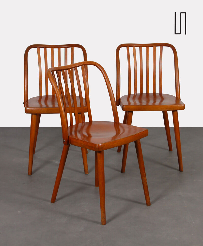 Set of 3 vintage chairs by Antonin Suman for Ton, 1960