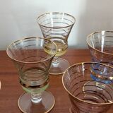 7 multicoloured stemmed glasses from the 1950s
